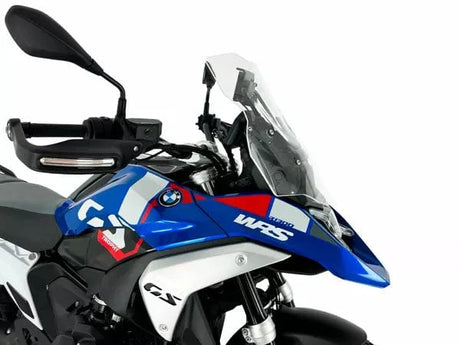 WRS Windscherm Touring Plus transparent or smoked for BMW R1300GS GSA motorcycle, mounted on the bike's front.