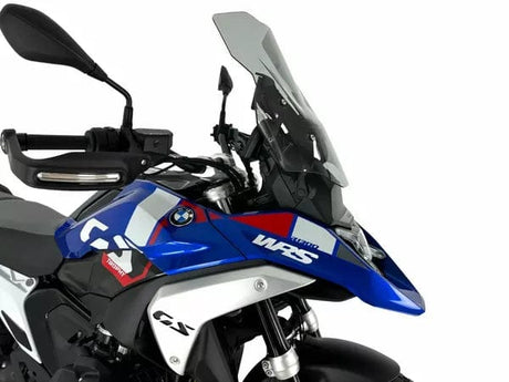 WRS Windscherm Touring Plus for BMW R1300GS GSA, transparent or smoked motorcycle windscreen with aerodynamic design.